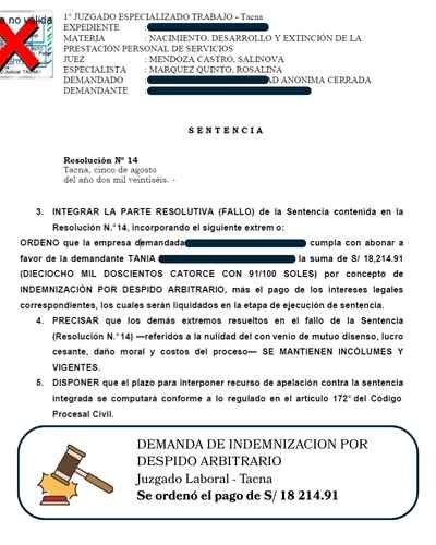 Sentencia de suspensión de patria potestad, Juzgado de Familia de Arequipa, documento anonimizado